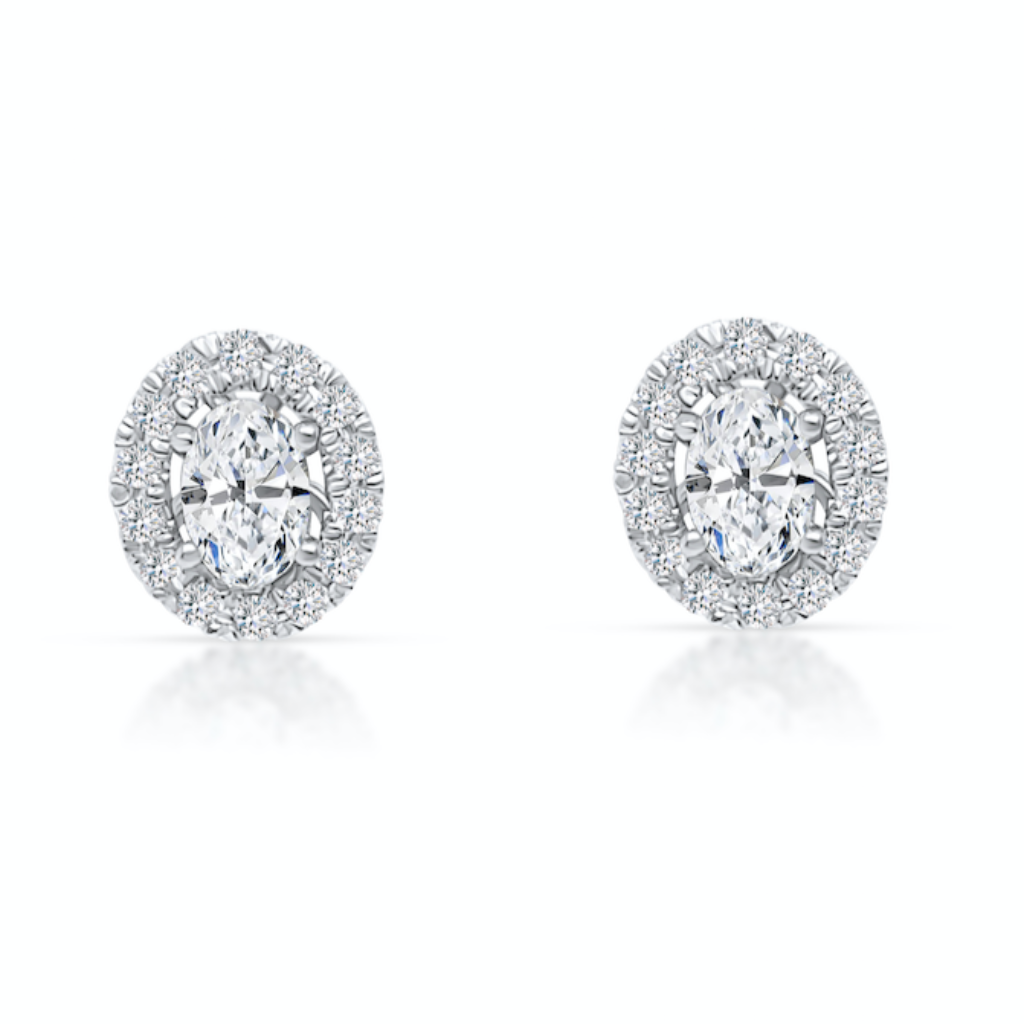 Oval gemstone earrings with removable diamond jackets in 18k gold – Diamond Tales