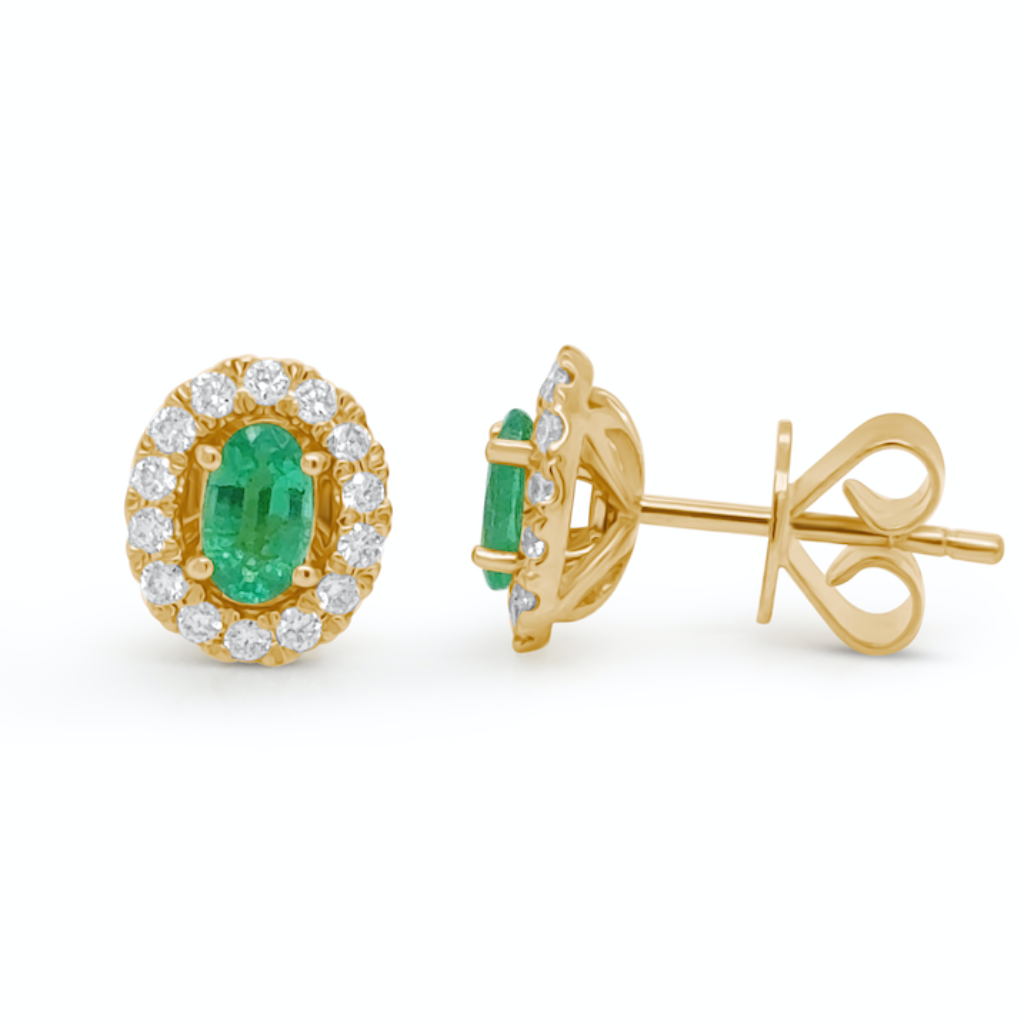 Oval gemstone earrings with removable diamond jackets in 18k gold – Diamond Tales