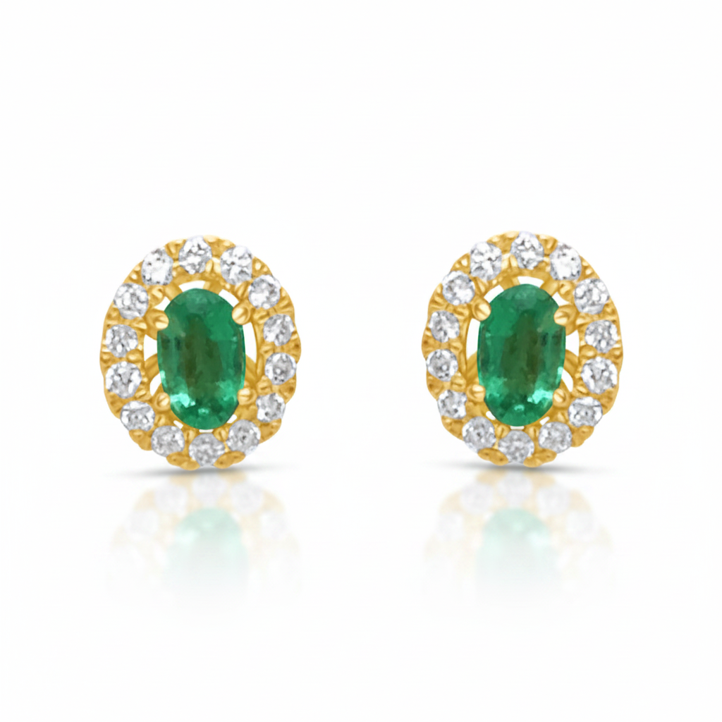 Oval gemstone earrings with removable diamond jackets in 18k gold – Diamond Tales