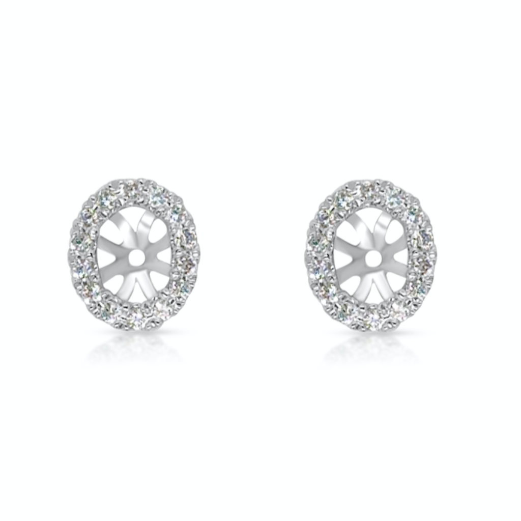 Oval gemstone earrings with removable diamond jackets in 18k gold – Diamond Tales