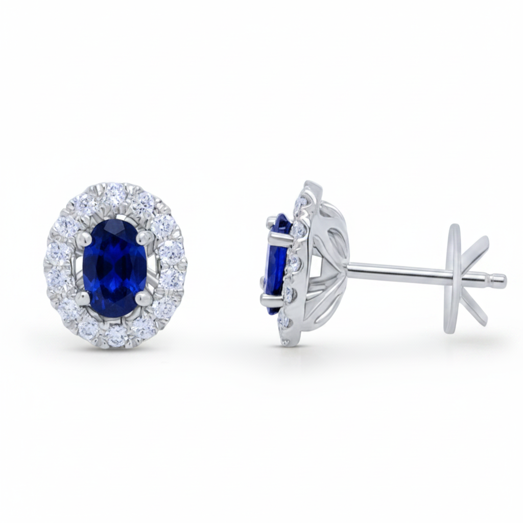 Oval gemstone earrings with removable diamond jackets in 18k gold – Diamond Tales