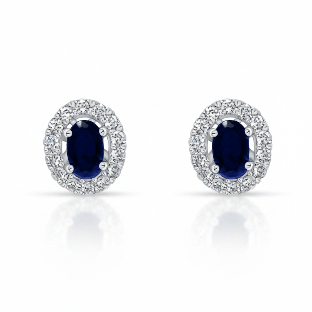 Oval gemstone earrings with removable diamond jackets in 18k gold – Diamond Tales