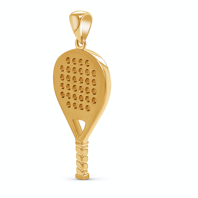 18k gold padel racquet pendant