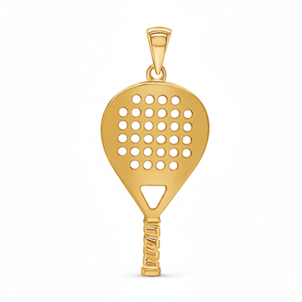 18k gold padel racquet pendant