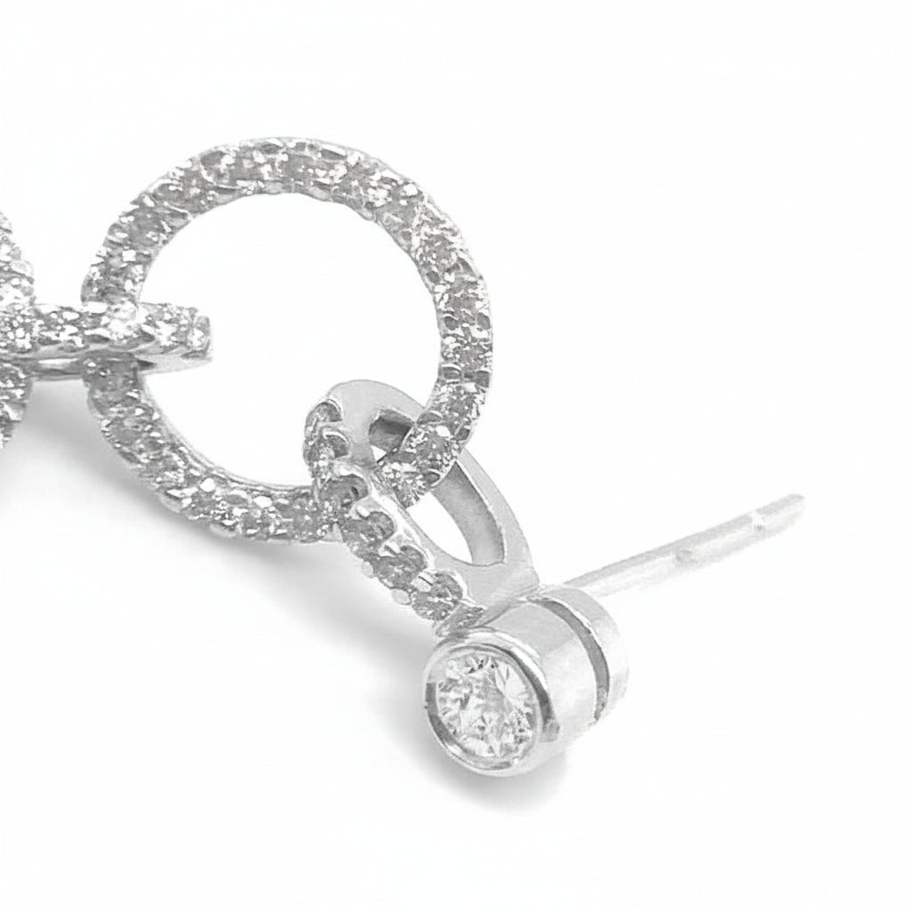 18k gold open circle drop earrings with pearls and diamond accents