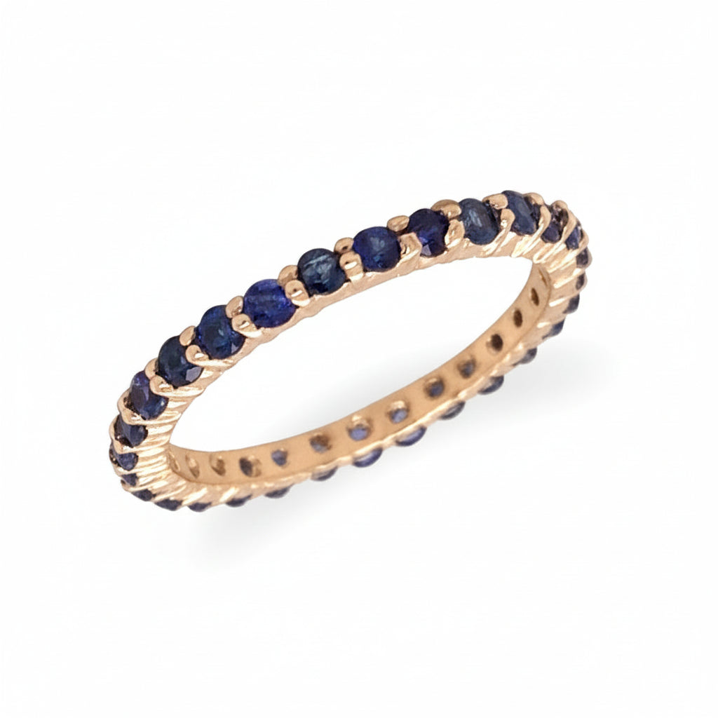 14k gold petite eternity band with alternating gemstones