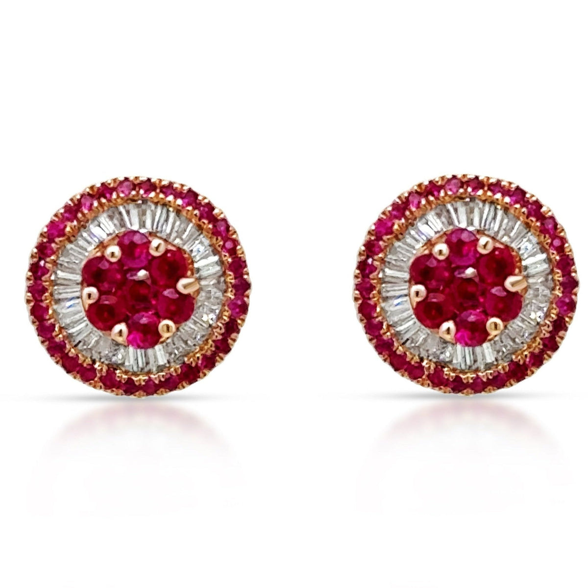 Pink sapphire and diamond stud earrings in 18k gold – Diamond Tales