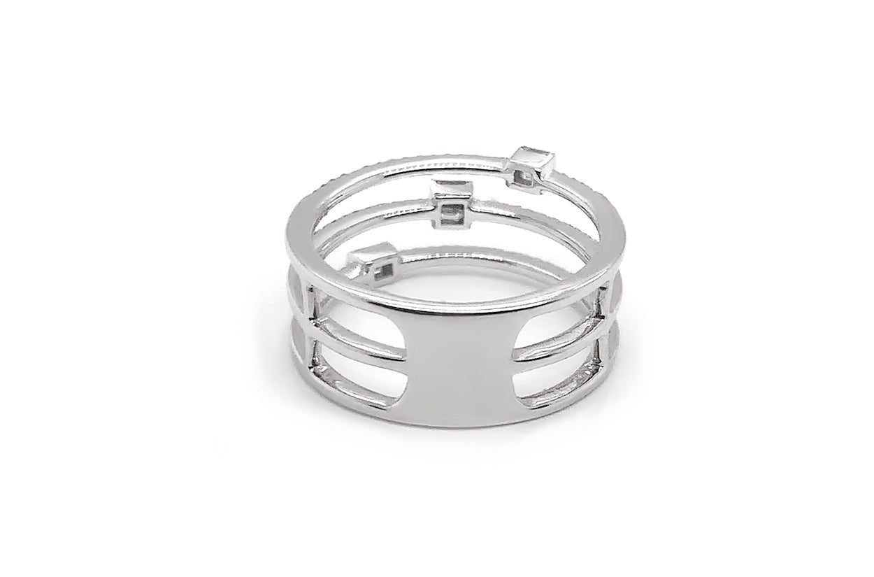 Ring 14kt White Gold Triple Diamonds Band - Diamond Tales Fine Jewelry