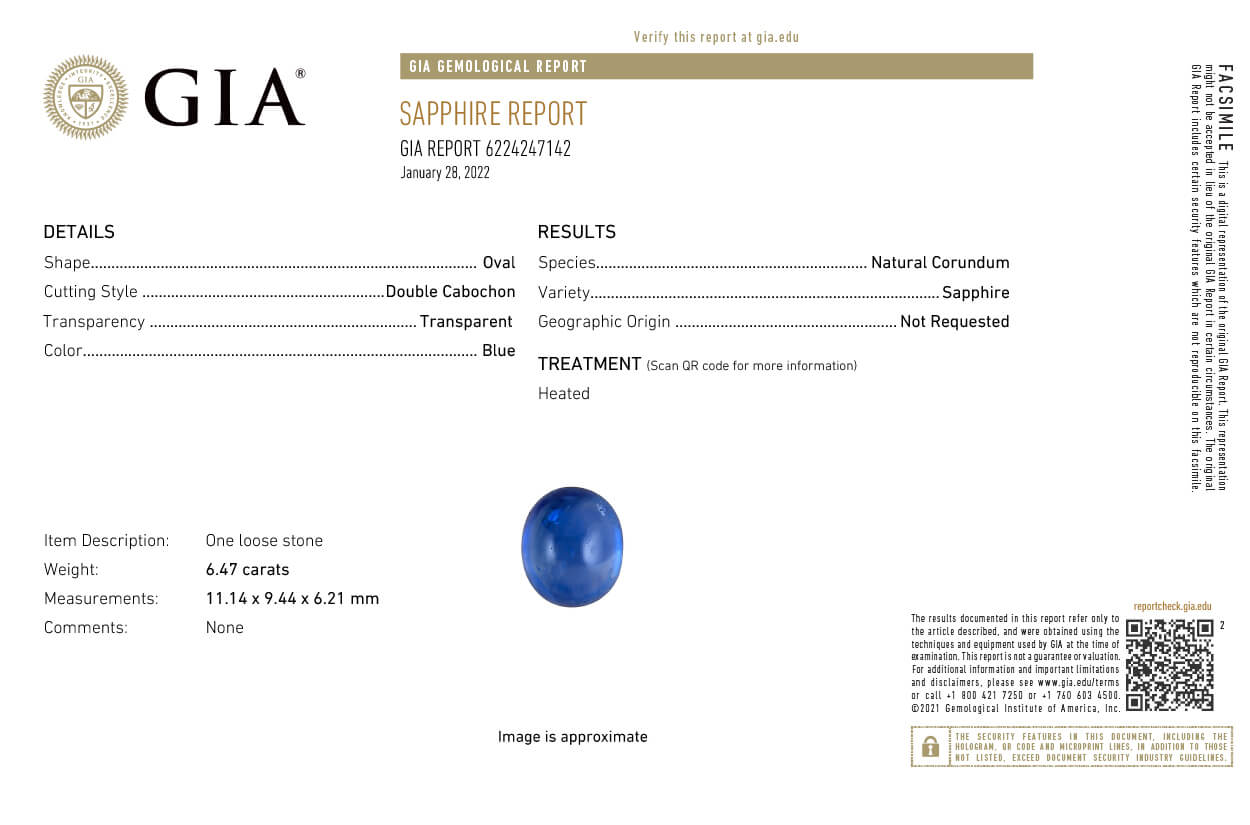 Ring 18kt Gold Oval Blue Sapphire Double Cabochon GIA & Diamonds - Diamond Tales Fine Jewelry