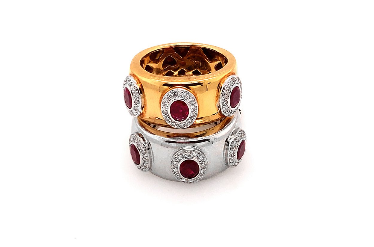 Ring 18kt Oval Rubies & Diamonds - Diamond Tales Fine Jewelry