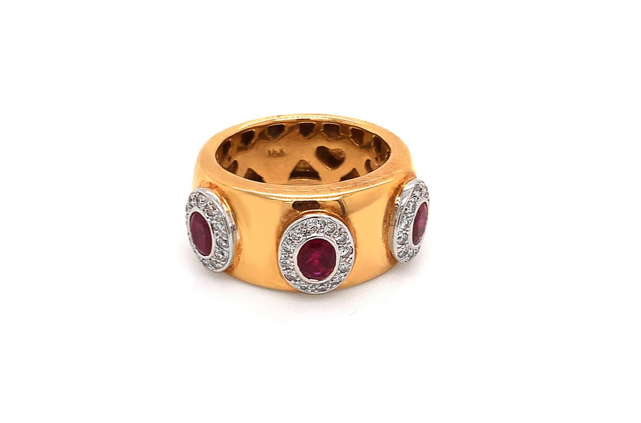 Ring 18kt Oval Rubies & Diamonds - Diamond Tales Fine Jewelry