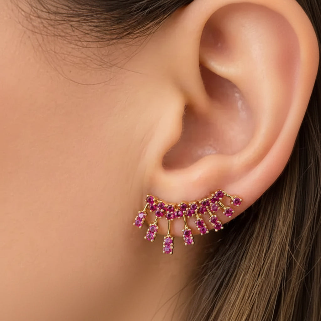 Rubies climber earrings in 14k gold – Diamond Tales