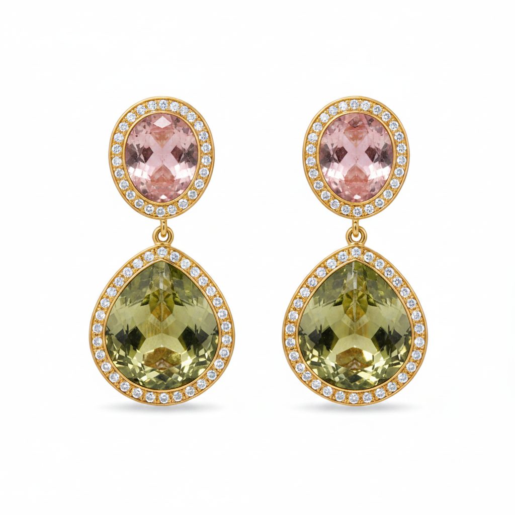 14k gold earrings with sapphires and diamonds