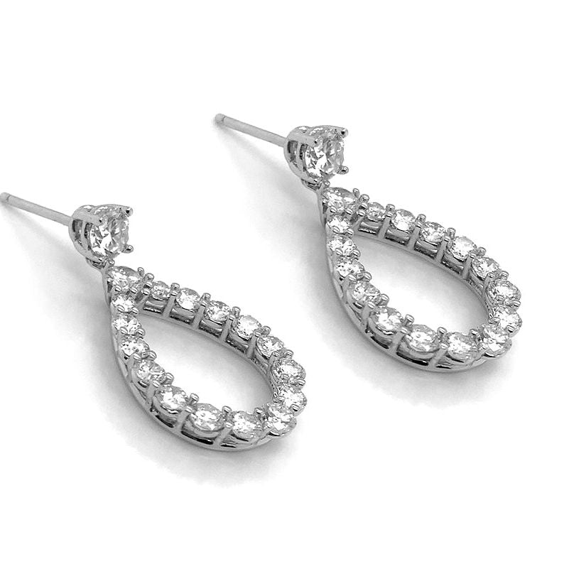 18k gold teardrop earrings with diamond accents