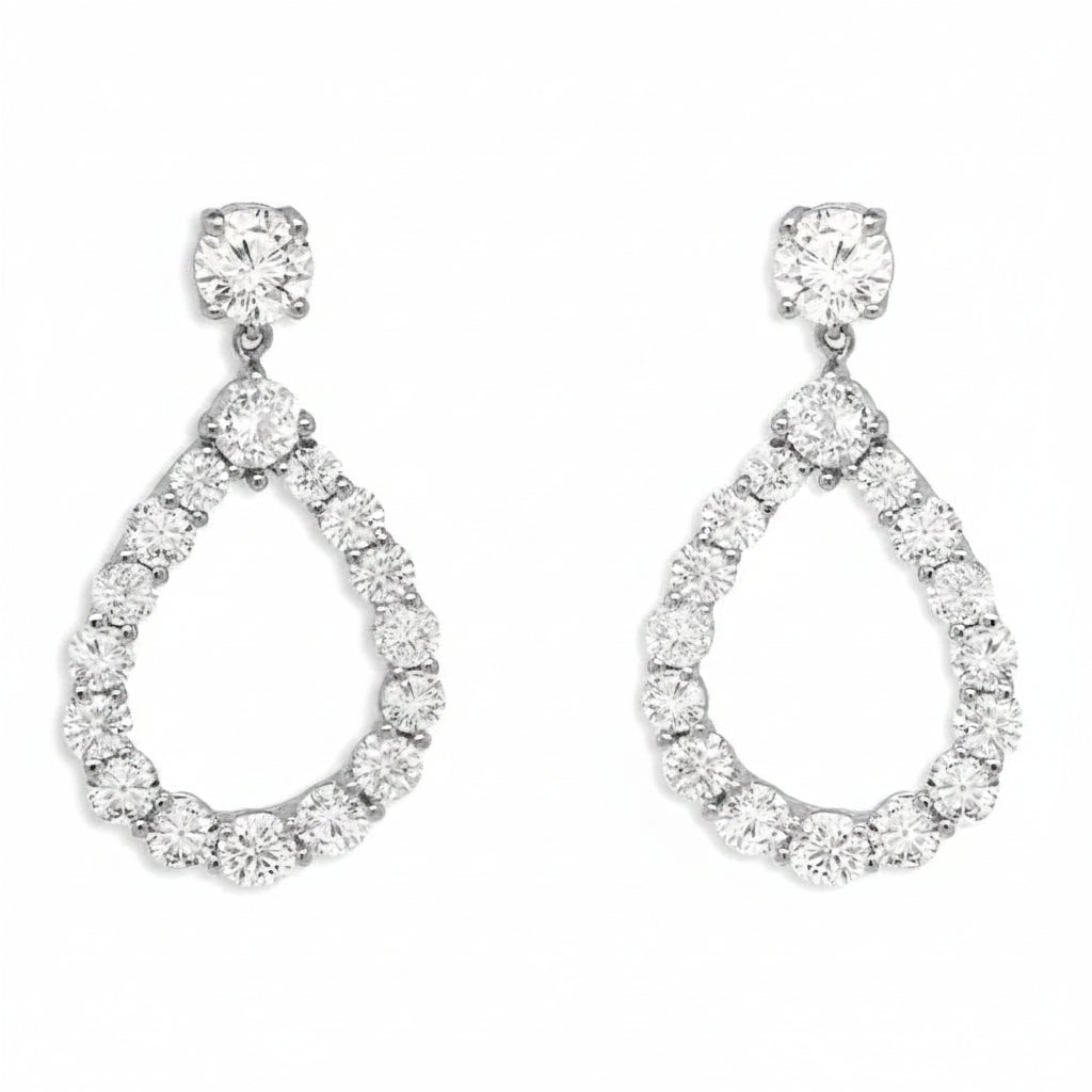 18k gold teardrop earrings with diamond accents