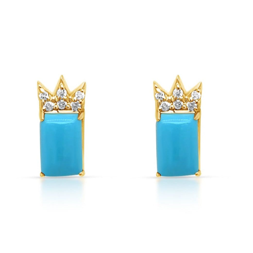 Turquoise and diamond earrings in 14k gold – Diamond Tales