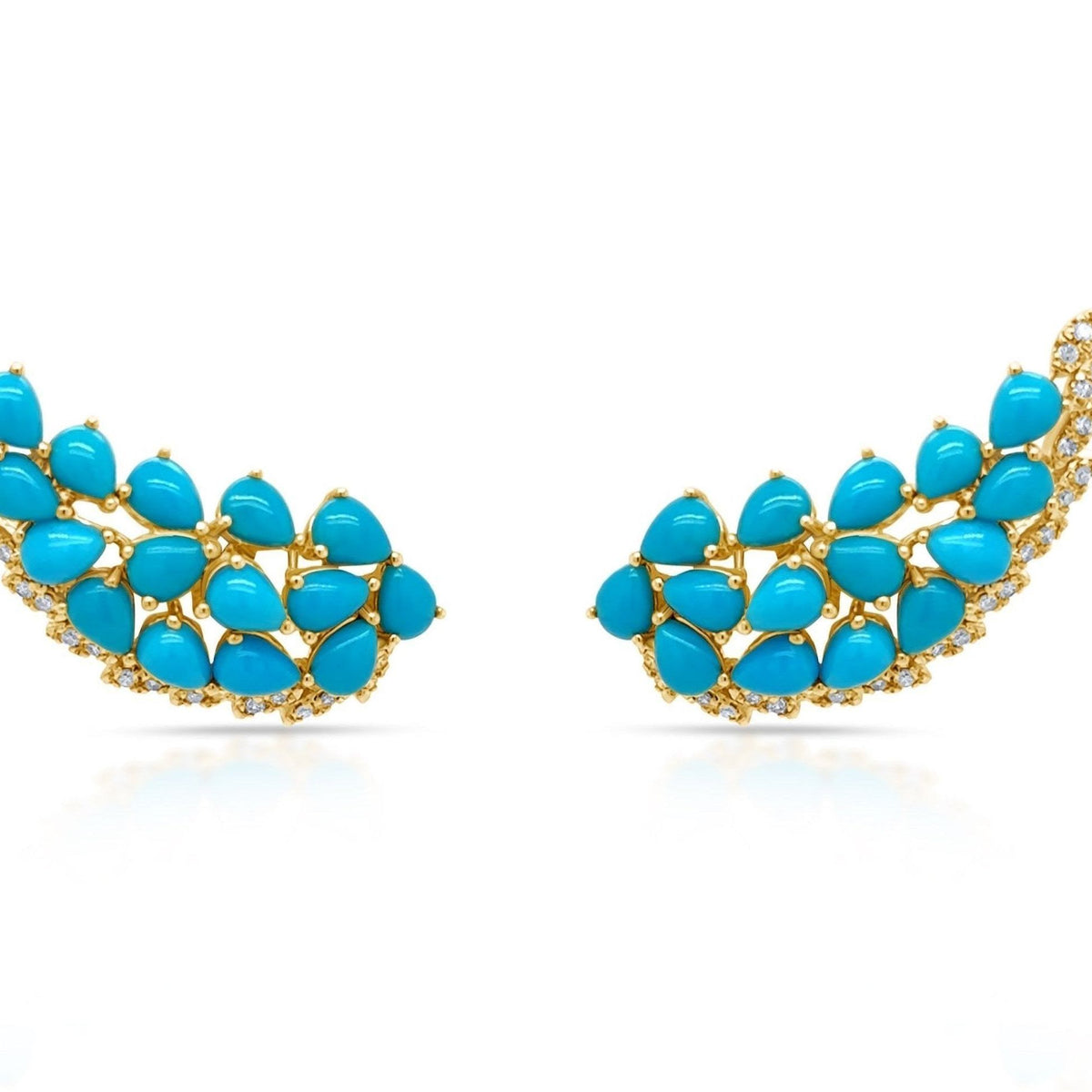 Turquoise and diamond wing earrings in 14k yellow gold – Diamond Tales