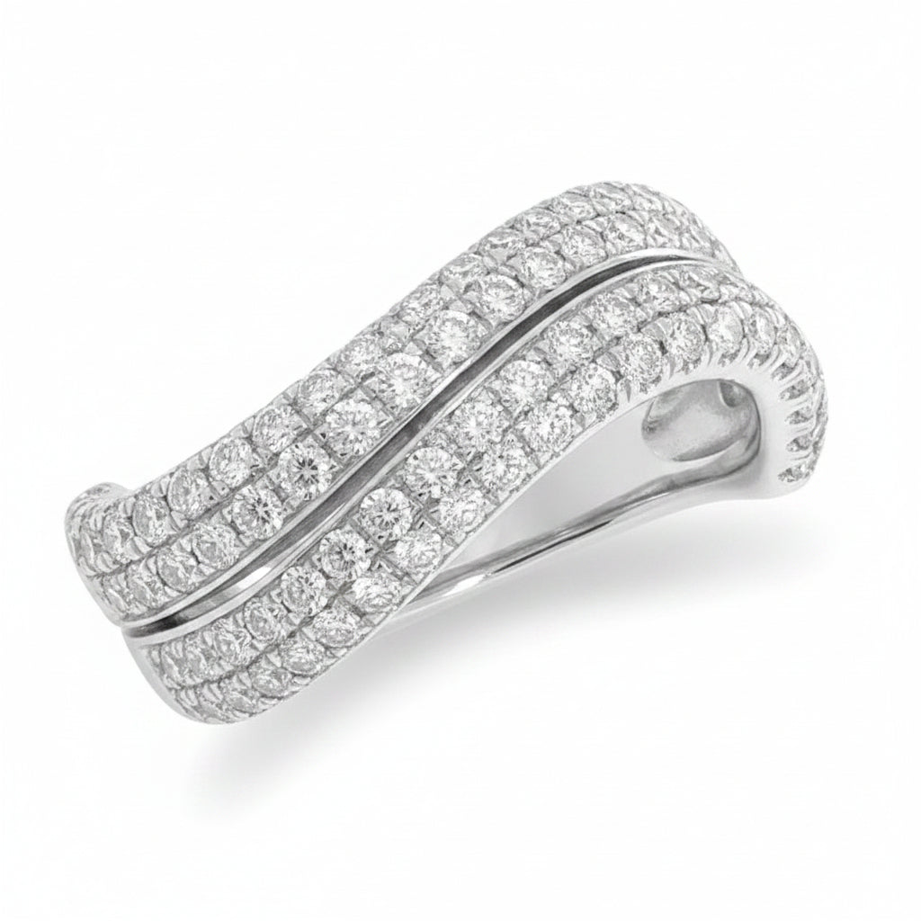 18k gold wavy band with diamond accents