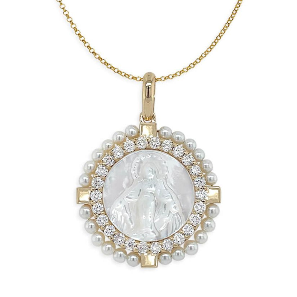 Gold religious medal on a fine gold chain showing how to choose a chain length for everyday wear