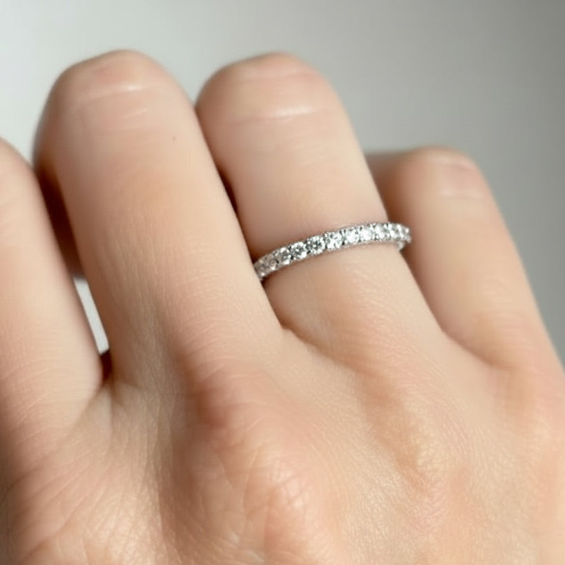 18k white gold half diamond band with 0.30 ctw round brilliant diamonds by Diamond Tales