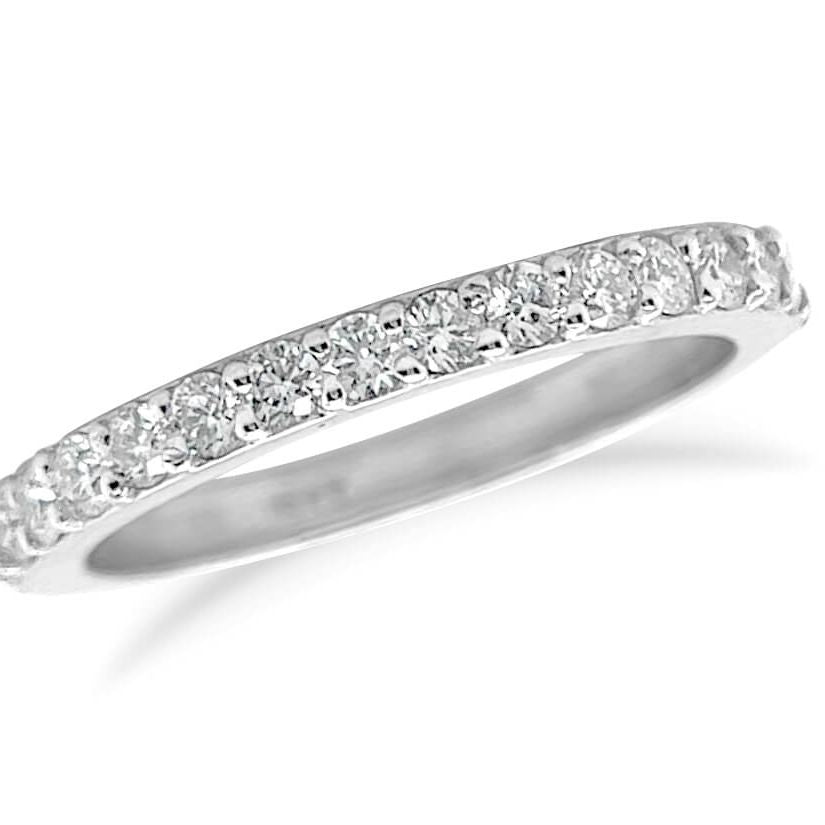 18k white gold half diamond band with 0.30 ctw round brilliant diamonds by Diamond Tales