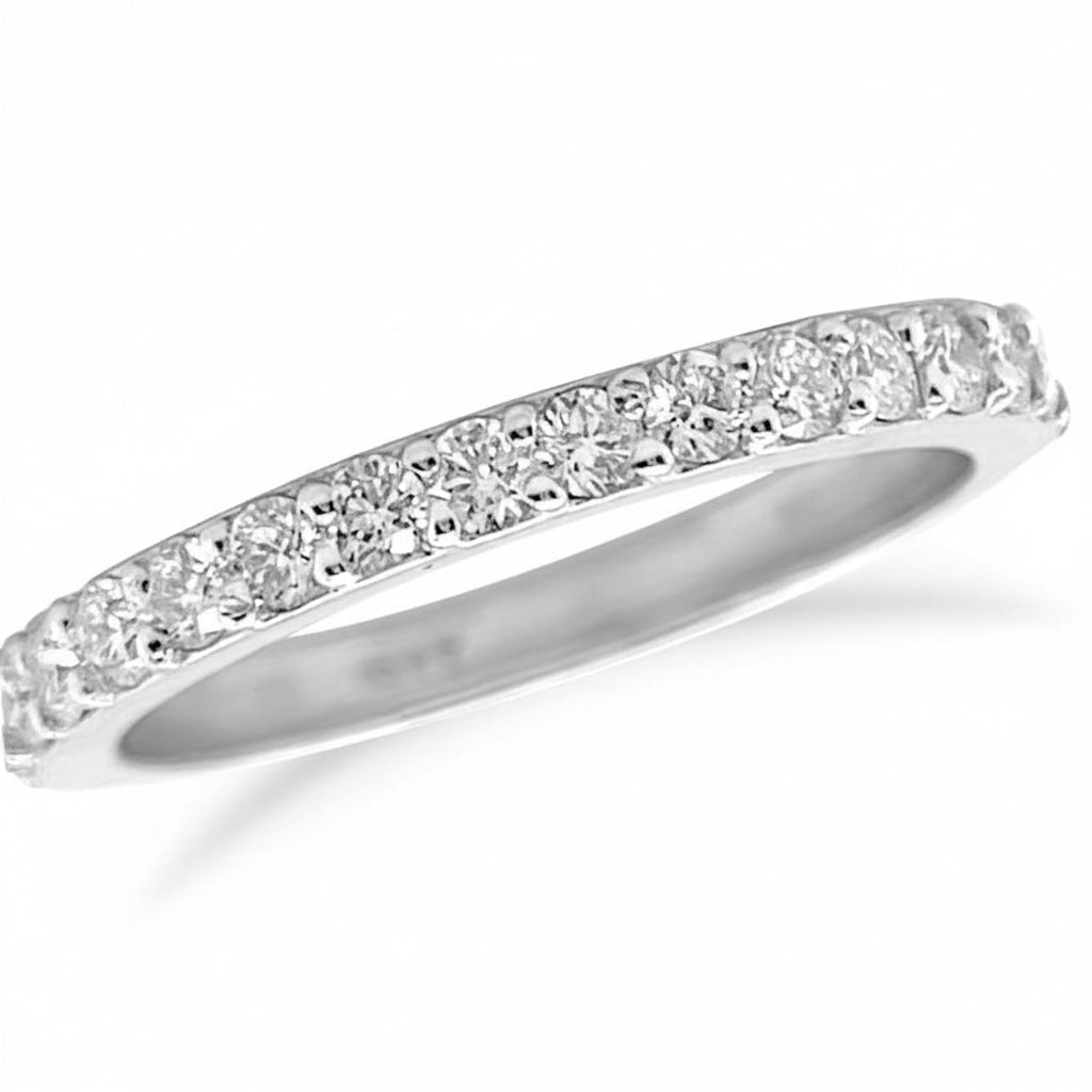 18k white gold half diamond band with 0.30 ctw round brilliant diamonds by Diamond Tales