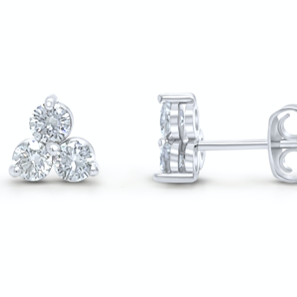 18k gold 0.62 ctw diamond trio cluster stud earrings by Diamond Tales