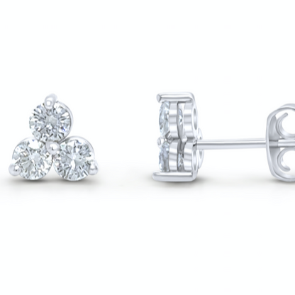 18k gold 0.62 ctw diamond trio cluster stud earrings by Diamond Tales