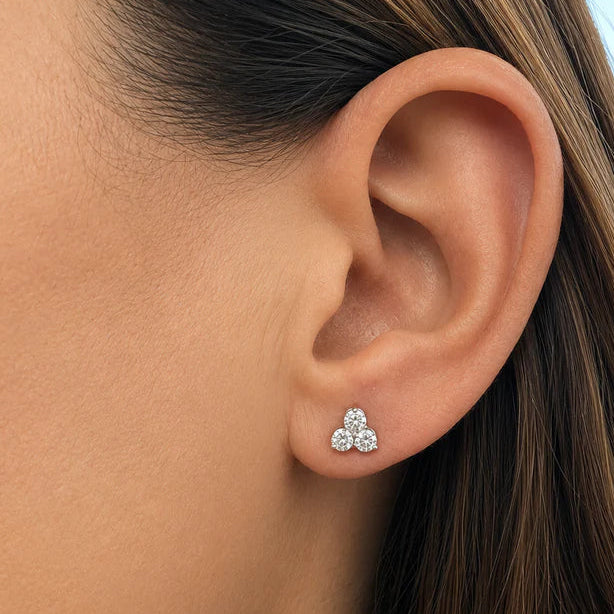 18k gold 0.62 ctw diamond trio cluster stud earrings by Diamond Tales