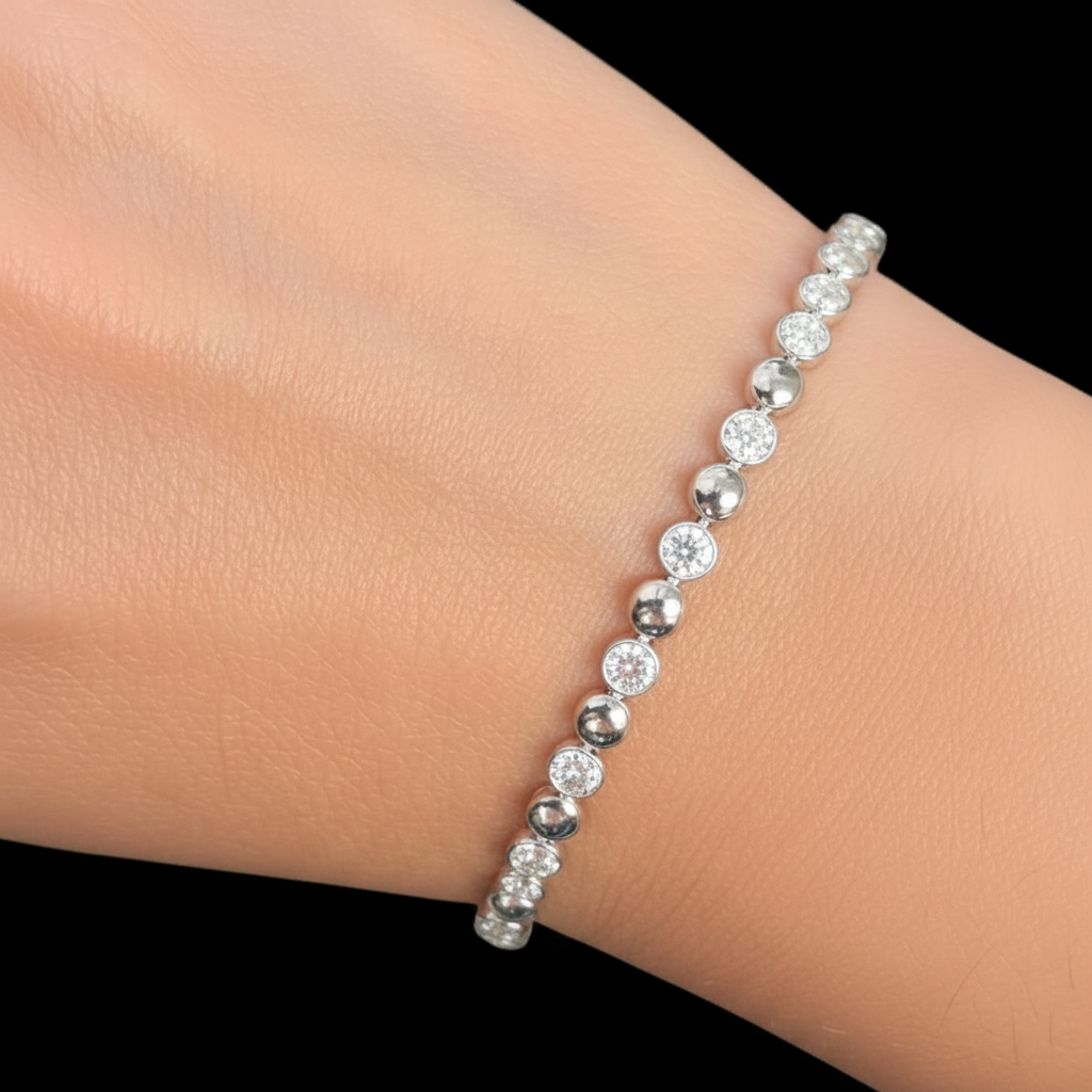 14k white gold bracelet with 147 round brilliant diamonds totaling 0.66 ctw by Diamond Tales
