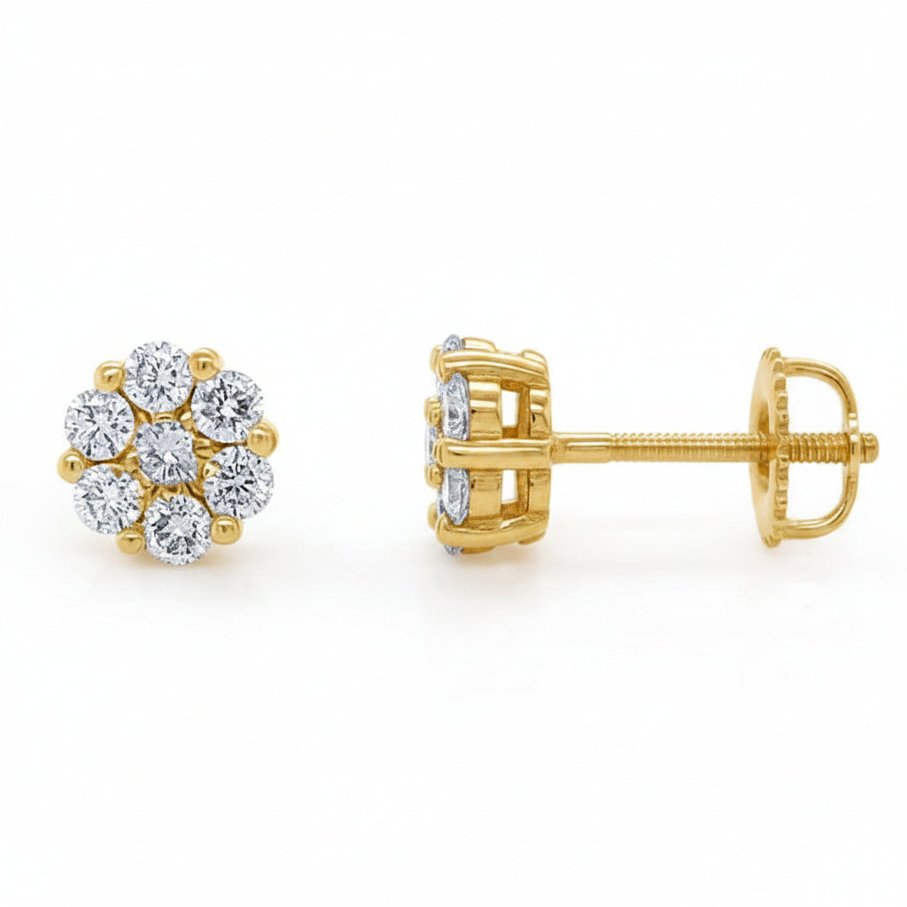 14k gold 0.67 ctw diamond round cluster earrings by Diamond Tales