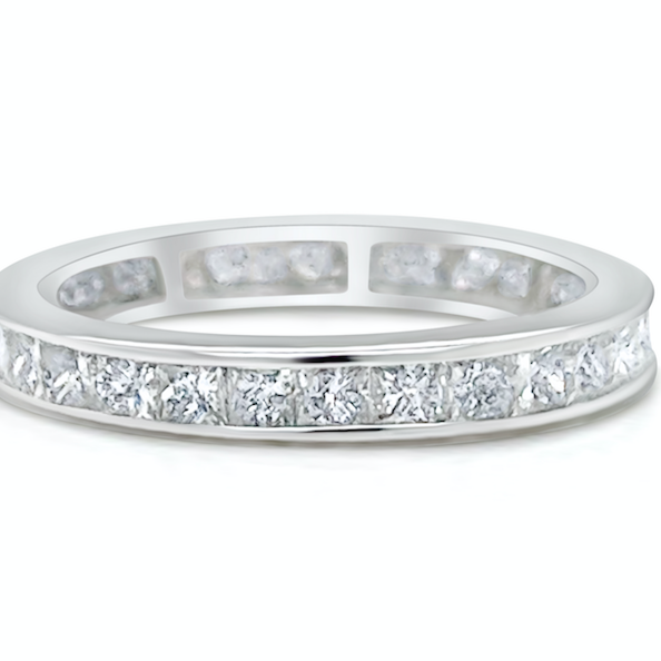 18k white gold eternity band with 0.98 ctw princess-cut diamonds by Diamond Tales