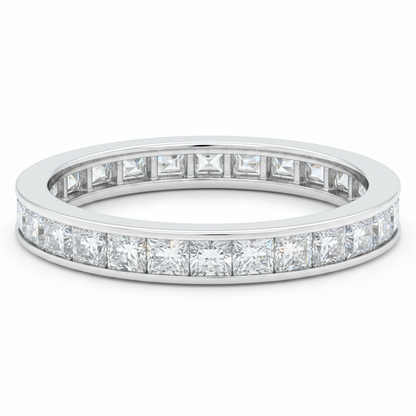 18k white gold eternity band with 0.98 ctw princess-cut diamonds by Diamond Tales