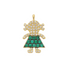 14k gold girl pendant with emeralds and natural diamonds