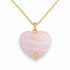 14k gold heart pendant with rose quartz and round diamonds