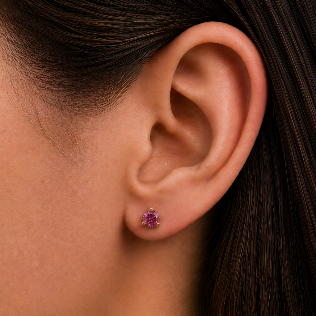 14k gold round tourmaline stud earrings with 0.51 cts tourmalines
