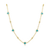 14k gold necklace with turquoise hearts and natural diamonds