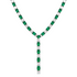 14k white gold tennis necklace with natural emeralds and diamonds