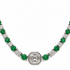 14k white gold tennis necklace with round emeralds and diamonds crown prong