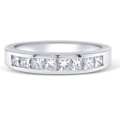 14k white gold half-band ring with eight channel-set diamonds (0.73 cts)