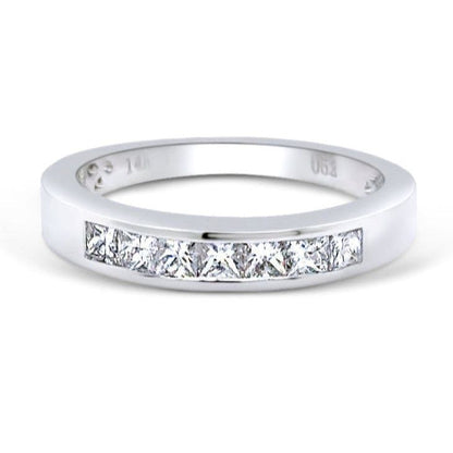 14k white gold half-band ring with seven channel-set diamonds (0.52 cts)
