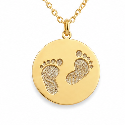14k yellow gold baby footprints pendant with natural diamonds