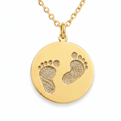 14k yellow gold baby footprints pendant with natural diamonds