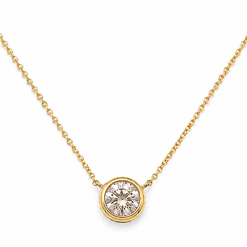 14k yellow gold pendant necklace with 0.85 ct natural diamond