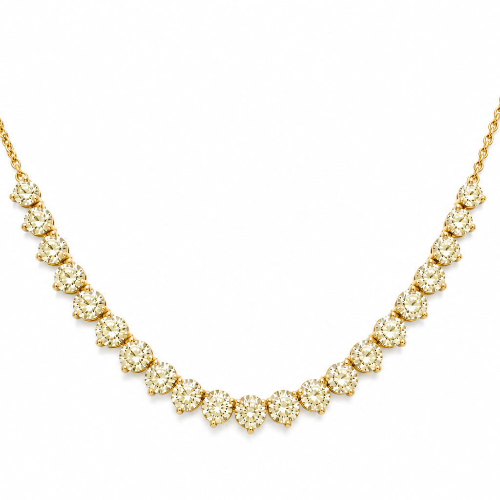 14k yellow gold tennis necklace with 12.66 ct fancy yellow diamonds