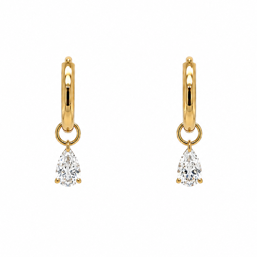 14k yellow gold lab diamond mini hoop earrings with 0.65 ct lab grown diamonds