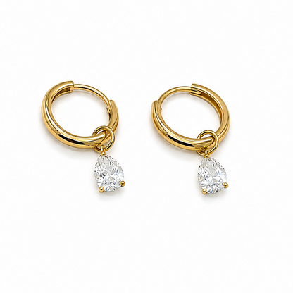 14k yellow gold lab diamond mini hoop earrings with 0.65 ct lab grown diamonds