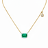 14k yellow gold necklace with natural emerald cut emerald and diamond