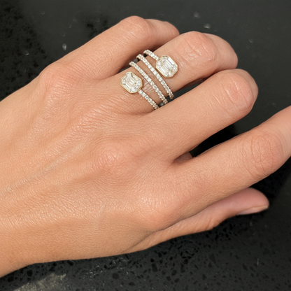 spiral wrap diamond ring in 14k yellow gold top view