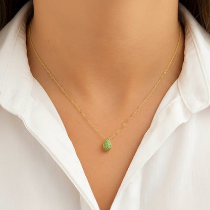 14k yellow gold diamond rondelle barrel pendant necklace tsavorites